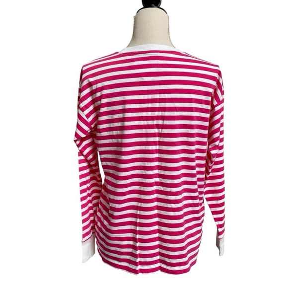 J.Crew Factory Pink White Striped Cotton Long Sleeve Tee Small NWT - Picture 9 of 13